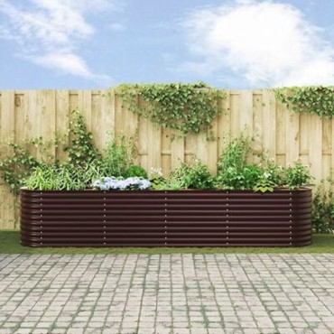 vidaXL Κήπος Ανυψωμένο Κρεβάτι Καφέ 400x80x81 εκ από Γαλβανισμένο Ατσάλι