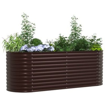 vidaXL Ψηλή Κρεβατοκάμαρα Κήπου Καφέ 240x80x81 εκ από Γαλβανισμένο Χάλυβα