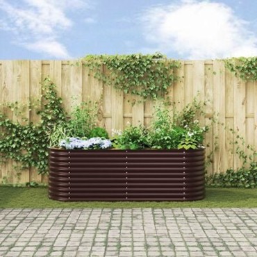 vidaXL Ψηλή Κρεβατοκάμαρα Κήπου Καφέ 240x80x81 εκ από Γαλβανισμένο Χάλυβα