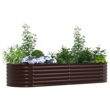 vidaXL Ψηλό κρεβάτι κήπου Καφέ 240x80x44 εκ. Γαλβανισμένο Ατσάλι