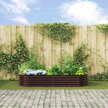vidaXL Ψηλό κρεβάτι κήπου Καφέ 240x80x44 εκ. Γαλβανισμένο Ατσάλι