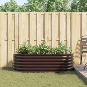 vidaXL Κήπος Ανυψωμένο Κρεβάτι Καφέ 160x80x44 εκ Γαλβανισμένο Ατσάλι