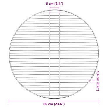 vidaXL BBQ Grill Grate Ασημί Ø60 εκ Ανοξείδωτο ατσάλι