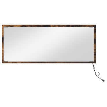 vidaXL Καθρέφτης Μπάνιου LED Καπνιστής Δρυς 90x8,5x37cm Επεξεργασμένο Ξύλο 1 τεμ.