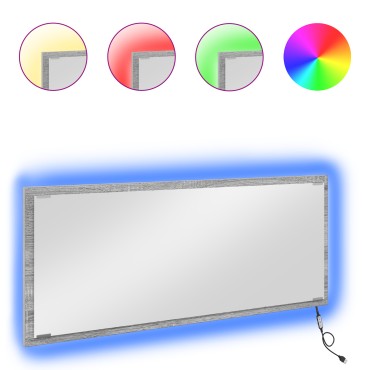 vidaXL Καθρέφτης μπάνιου με φως LED Γκρι Σονόμα 90x8,5x37 εκ