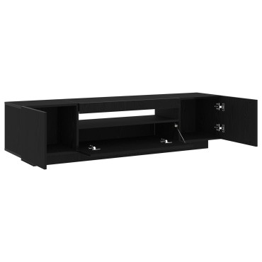 vidaXL Κάδος τηλεόρασης με LED φώτα, Μαύρο Δρυς, 160x35x40cm, από επεξεργασμένο ξύλο