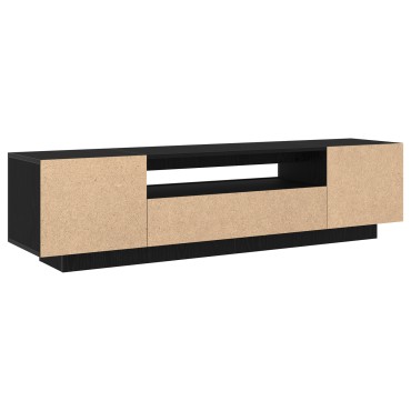 vidaXL Κάδος τηλεόρασης με LED φώτα, Μαύρο Δρυς, 160x35x40cm, από επεξεργασμένο ξύλο