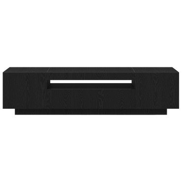 vidaXL Κάδος τηλεόρασης με LED φώτα, Μαύρο Δρυς, 160x35x40cm, από επεξεργασμένο ξύλο