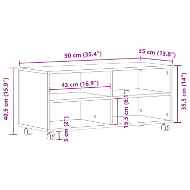 vidaXL Κονσόλα Τηλεόρασης Μαύρη 90x35x35cm Επεξεργασμένο Ξύλο