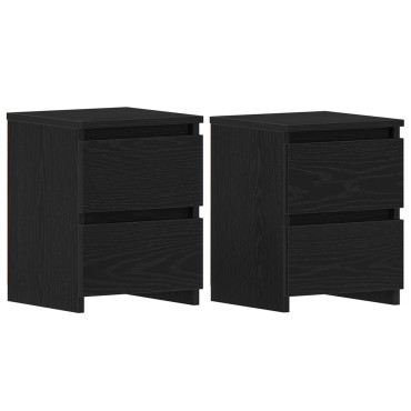 vidaXL Κομοδίνα με Συρτάρια 2 τεμ. Μαύρη Δρυς 30x30x40 εκ