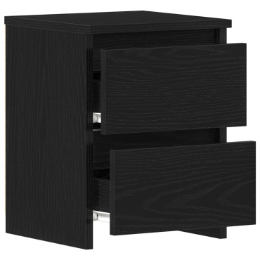 vidaXL Κομοδίνα με Συρτάρια 2 τεμ. Μαύρη Δρυς 30x30x40 εκ