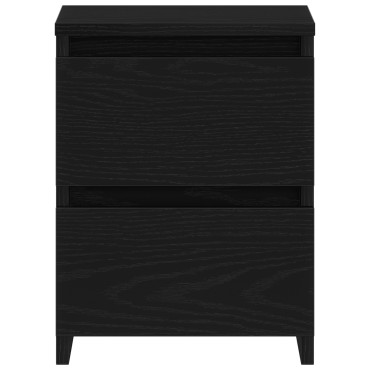 vidaXL Κομοδίνα με Συρτάρια 2 τεμ. Μαύρη Δρυς 30x30x40 εκ