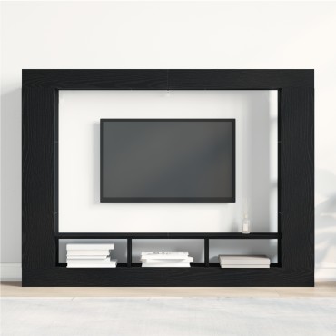 vidaXL Κονσόλα Τηλεόρασης Τοίχου Μαύρο Δρυς 152x22x113cm