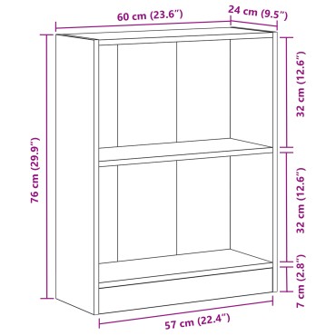 VidaXL Βιβλιοθήκη Μαύρη 60x24x76cm Επεξεργασμένο Ξύλο 1 τεμ.
