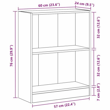 vidaXL Βιβλιοθήκη 60x24x76cm Επεξεργασμένο Ξύλο Μαύρη Οξυά 1 τεμ.