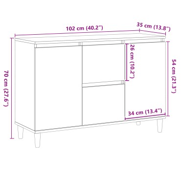 vidaXL Πλαϊνό Γραφείο Μαύρο Δρυς 101x35x60cm Φτιαγμένο από ξύλο 1 τεμ.