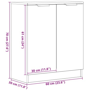 vidaXL Πλευρικό γραφείο Μαύρο Δρυς 60x30x70cm Επεξεργασμένο ξύλο 1 τεμ.