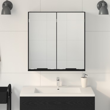 Καθρέφτης μπάνιου vidaXL - Μαύρη βελανιδιά, 64x20x66,5 cm Κατασκευασμένος από επεξεργασμένο ξύλο