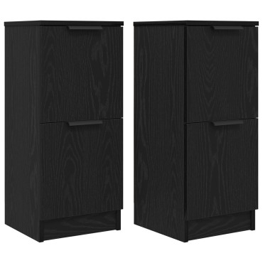 vidaXL Πλαινά γραφεία 2 τεμ. σε Μαύρη Δρυ, 30x30x70 cm Κατασκευασμένα από Επεξεργασμένο Ξύλο