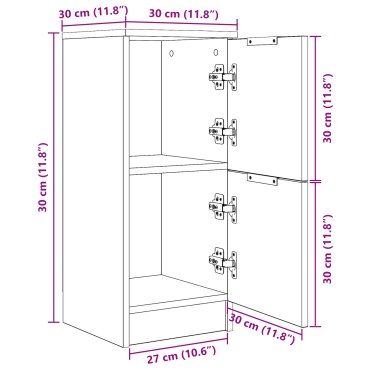 vidaXL Πλαινά γραφεία 2 τεμ. σε Μαύρη Δρυ, 30x30x70 cm Κατασκευασμένα από Επεξεργασμένο Ξύλο