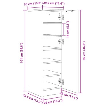 vidaXL Ντουλάπι Παπουτσιών Μαύρο Δρυς 29,5x35x100,5cm Επεξεργασμένο Ξύλο 1 τεμ.