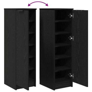 vidaXL Ντουλάπι Παπουτσιών Μαύρο Δρυς 29,5x35x100,5cm Επεξεργασμένο Ξύλο 1 τεμ.