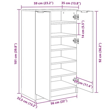 vidaXL Ντουλάπα Παπουτσιών με ράφι Μαύρη Οξυά 59x35x100 εκ 1 τεμ.