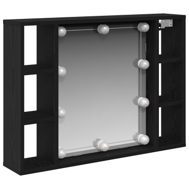 vidaXL Καθρέφτης Ντουλάπι LED - Μαύρη Δρυς - 76x15x55cm - Κατασκευασμένο από Επεξεργασμένο Ξύλο 1 τεμ.