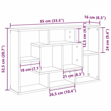 vidaXL Ράφι Τοίχου Μαύρη Οξυά 85x16x52,5cm Επεξεργασμένο Ξύλο 1 τεμ.