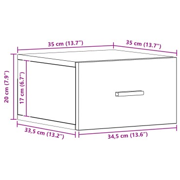 vidaXL Τοίχου Κομοδίνα 2 τεμ. Μαύρη Δρυς 35x35x20 εκ