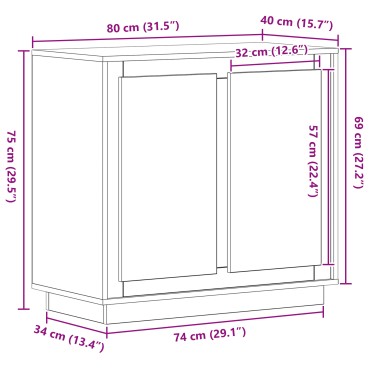vidaXL Σιφωνάς Artisan Oak 80x34x75cm Κατασκευασμένο ξύλο 1 τεμ.