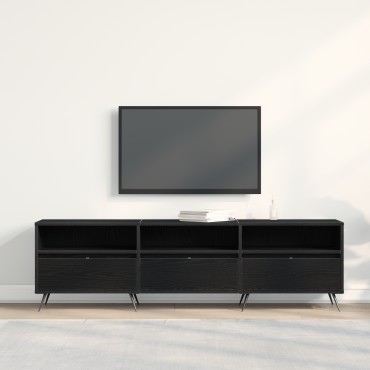 vidaXL Βαθιά Ντουλάπα Τηλεόρασης Μαύρη 150x30x44,5cm Επεξεργασμένο Ξύλο
