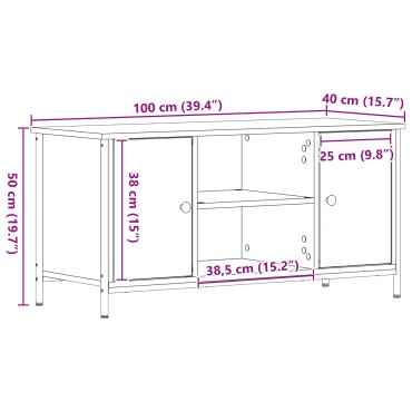 vidaXL Επιπλο τηλεόρασης Artisan Oak 100x40x50cm Επεξεργασμένο ξύλο και χάλυβας