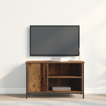 vidaXL Ντουλάπα Τηλεόρασης Παλιού Ξύλου 80x40x50cm Συνθετικό Ξύλο και Χάλυβα