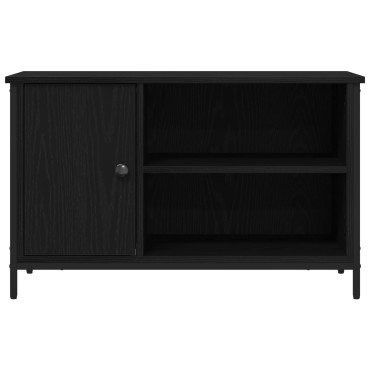 vidaXL Κάστρο Τηλεόρασης Μαύρο Δρυς 80x40x50cm Επεξεργασμένο Ξύλο και Χάλυβας