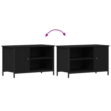 vidaXL Κάστρο Τηλεόρασης Μαύρο Δρυς 80x40x50cm Επεξεργασμένο Ξύλο και Χάλυβας