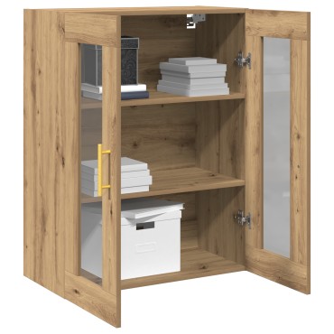 Ντουλάπα Τοίχου vidaXL με Γυάλινα Πόρτες Artisan Oak 69,5x34x90cm 1 τεμ.