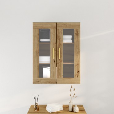 Ντουλάπα Τοίχου vidaXL με Γυάλινα Πόρτες Artisan Oak 69,5x34x90cm 1 τεμ.