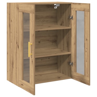 Ντουλάπα Τοίχου vidaXL με Γυάλινα Πόρτες Artisan Oak 69,5x34x90cm 1 τεμ.