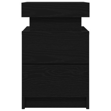 vidaXL Κομοδίνο με LED Φώτα Μαύρο Δρυς 35x39x55 εκ 1 τεμ.