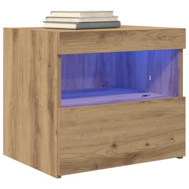 VidaXL Κομοδίνο με LED Φωτισμό Artisan Oak 50x40x45cm 1 τεμ.