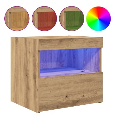 VidaXL Κομοδίνο με LED Φωτισμό Artisan Oak 50x40x45cm 1 τεμ.