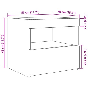 vidaXL Κομοδίνο με Φωτιστικά LED Μαύρη Δρυς 50x40x45cm 1 τεμ.
