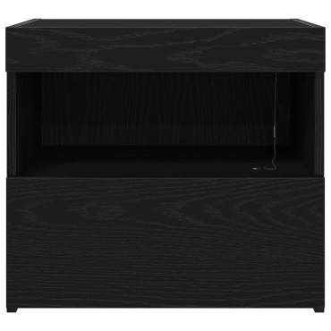 vidaXL Κομοδίνο με Φωτιστικά LED Μαύρη Δρυς 50x40x45cm 1 τεμ.