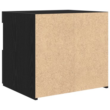 vidaXL Κομοδίνο με Φωτιστικά LED Μαύρη Δρυς 50x40x45cm 1 τεμ.