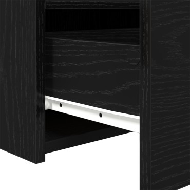 vidaXL Κομοδίνο με Φωτιστικά LED Μαύρη Δρυς 50x40x45cm 1 τεμ.