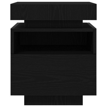 vidaXL Κομοδίνο με LED Φώτα Μαύρη Δρυς 40x39x48,5 εκ 1 τεμ.