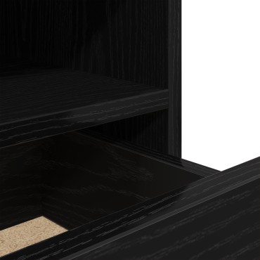 vidaXL Κομοδίνο με LED Φώτα Μαύρη Δρυς 40x39x48,5 εκ 1 τεμ.