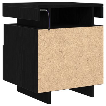 vidaXL Κομοδίνο με LED Φώτα 2 τεμ. Μαύρο Δρυς 40x39x48,5 εκ