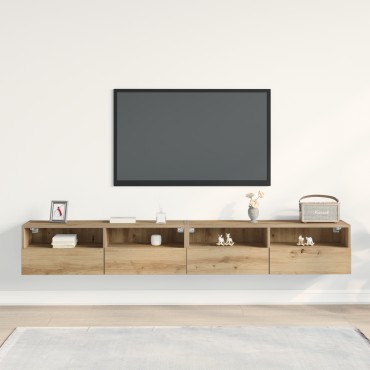 vidaXL Ντουλάπια τοίχου TV 2 τεμ. Καρυδιά 100x30x30cm Επεξεργασμένο ξύλο